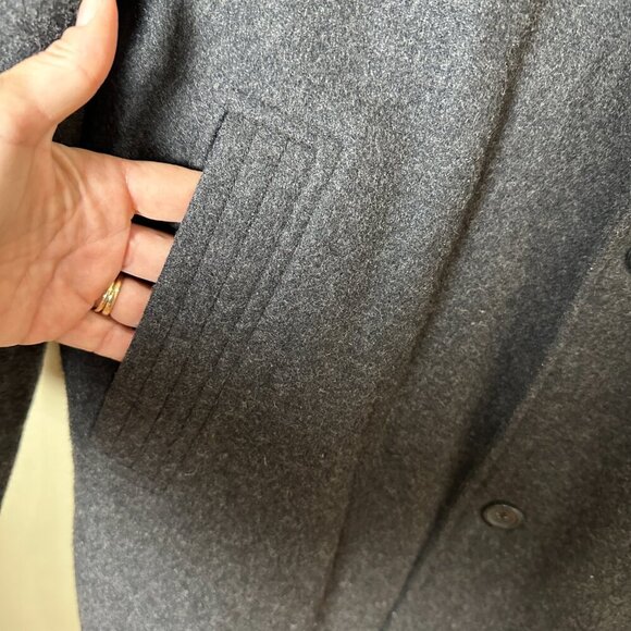 LONDON FOG Wool Insulated Charcoal Button Coat Jacket Size Large - Picture 5 of 10